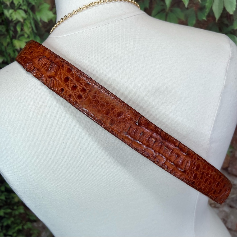 VINTAGE WESTERN Exotic Croc Embossed Leather Belt, 48 - Picture 5 of 11